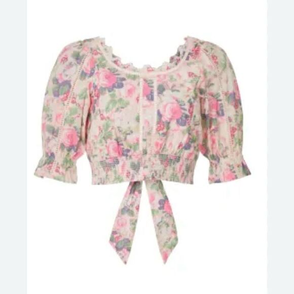 LOVESHACKFANCY Floral Pink Top - Picture 6 of 8